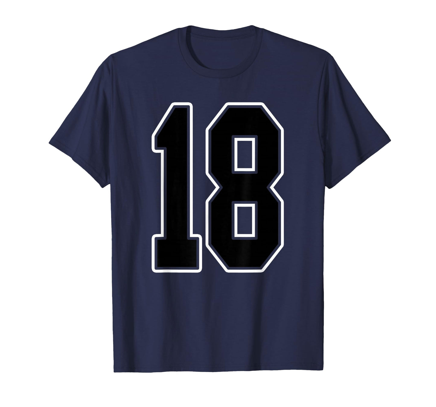 Black and White Number 18 Jersey Player Uniform #18 Fan T-Shirt