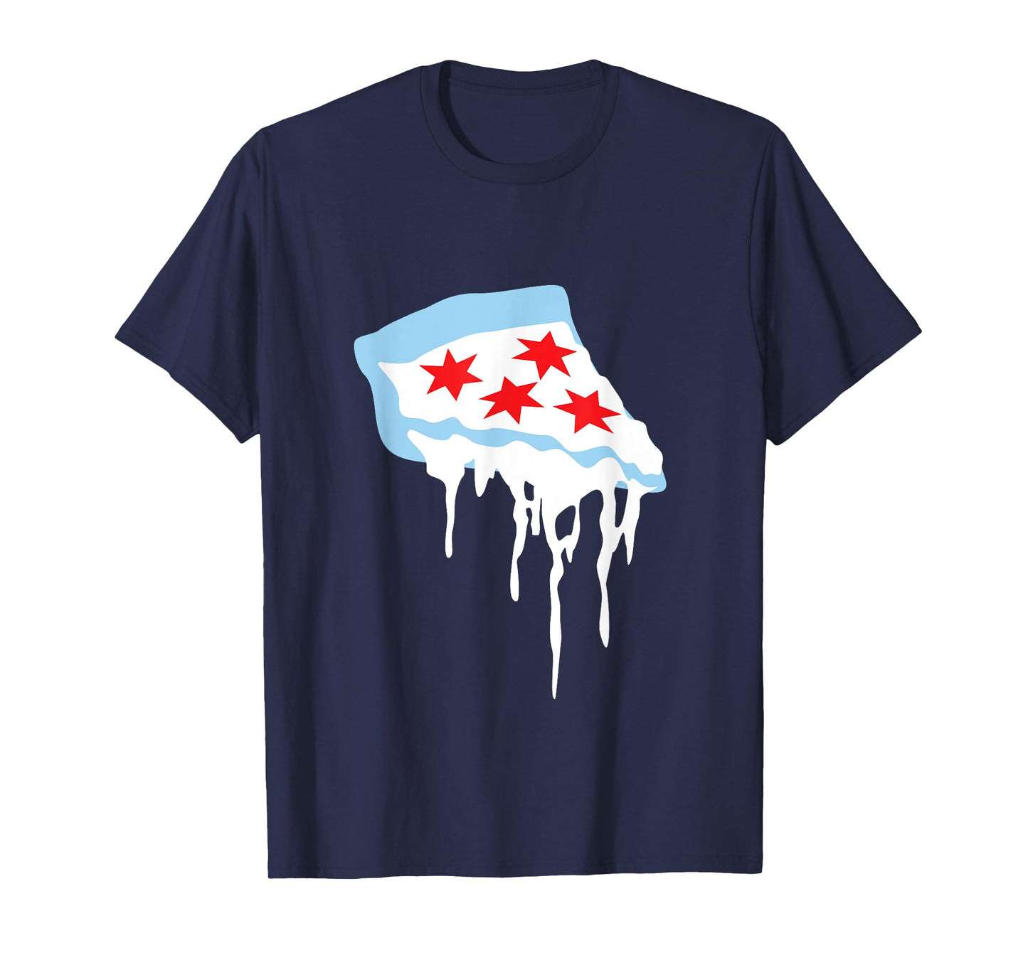 Katie Art Designs Men's Chicago Flag Pizza T-Shirt, Black, Small