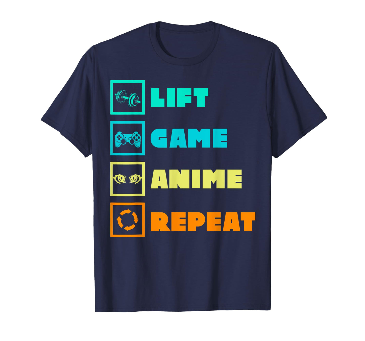 Lift Game Anime Repeat Funny Gym Humor Anime Lover Gamer T-Shirt