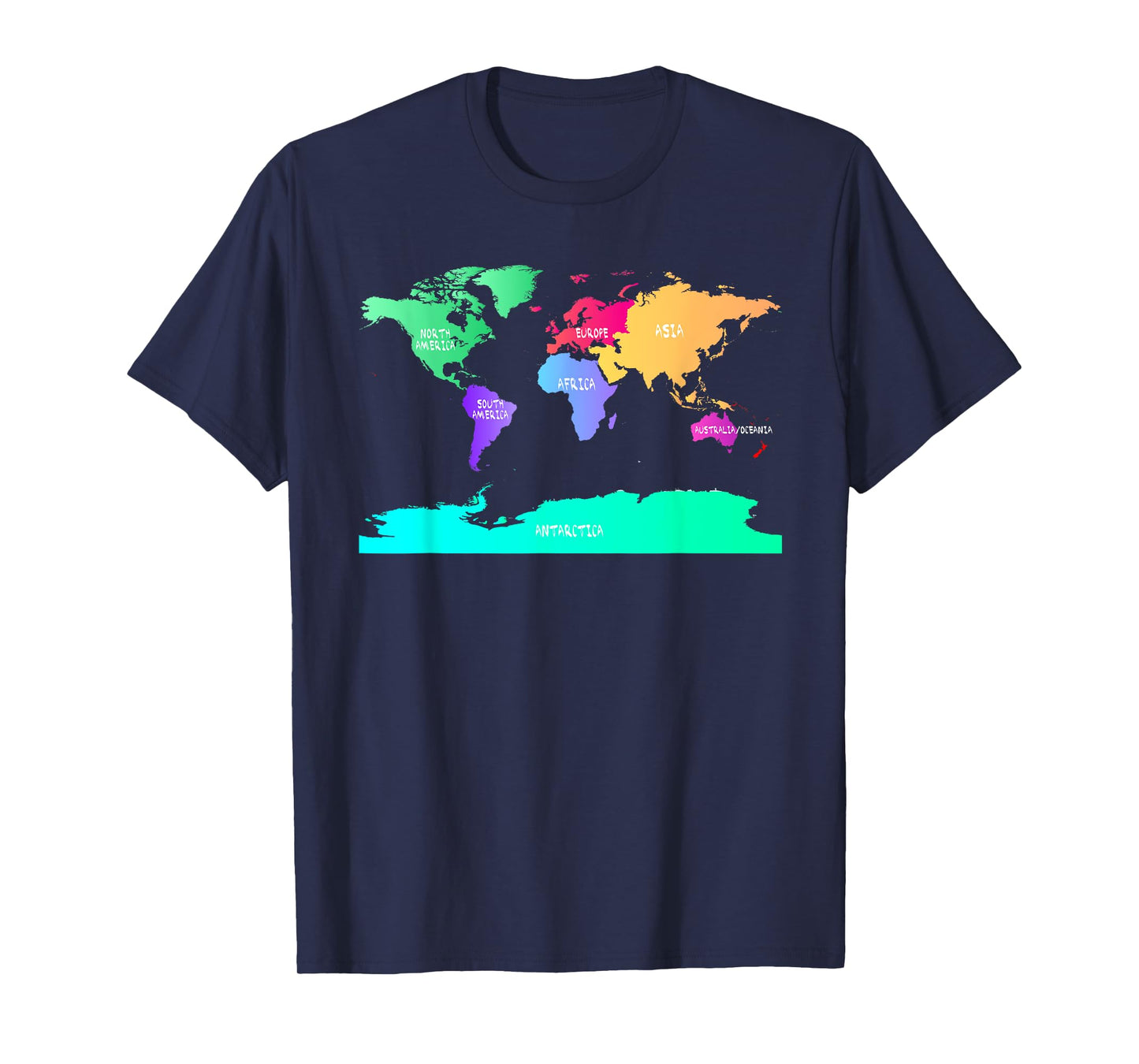 World Map of All Seven Continents T-Shirt T-Shirt