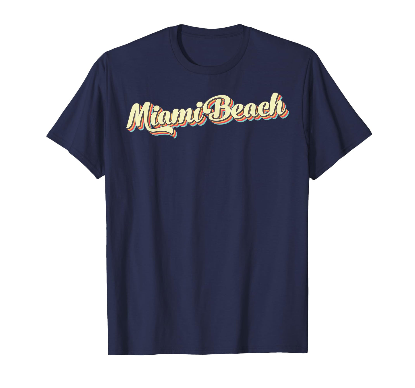 Miami Beach TShirt Retro Art Baseball Font Vintage T-Shirt