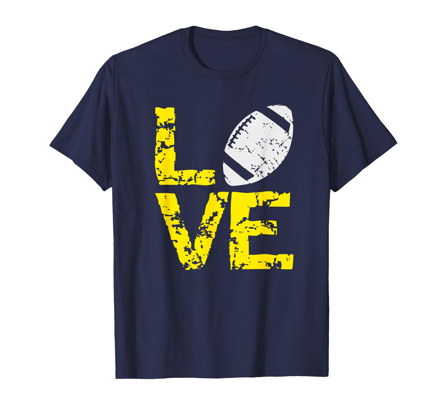 Game Day Distressed Tees Grunge Love Football Ball Yellow Gold Team Colors T-Shirt