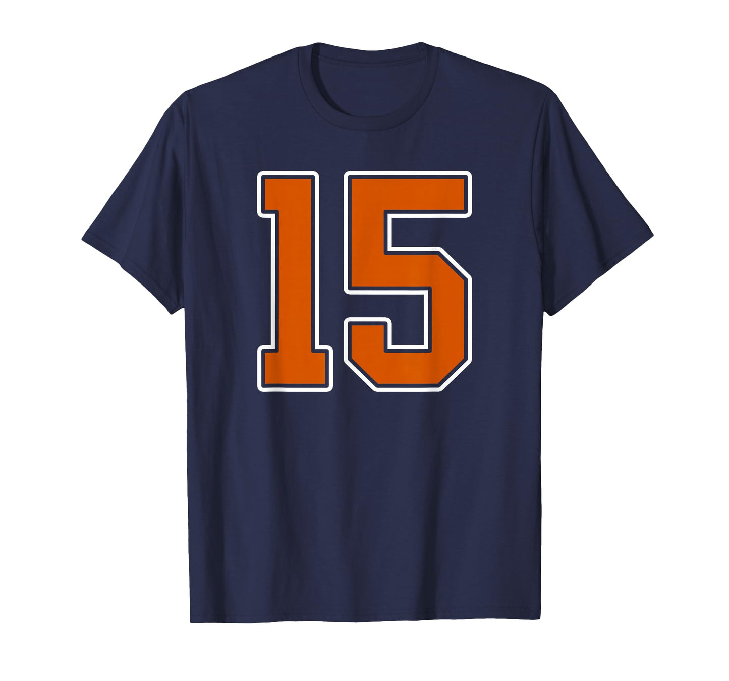 Burnt Orange White Number 15 Jersey Player Uniform #15 T-Shirt
