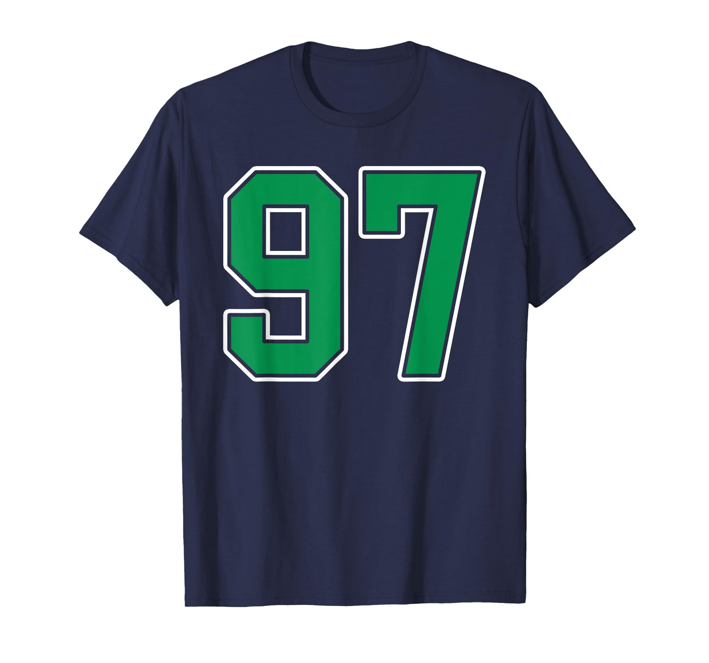 Kelly Green White Number 97 Jersey Player Uniform #97 T-Shirt