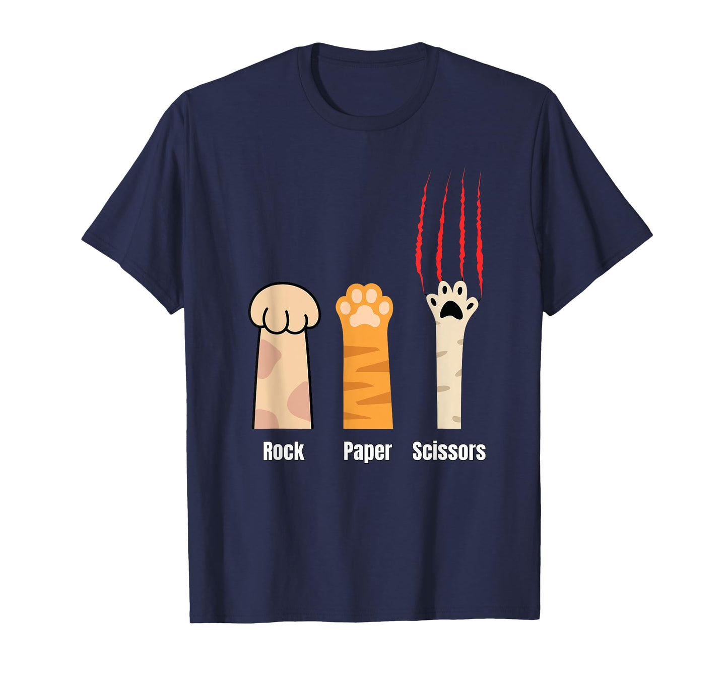 Rock Paper Scissors Cat Paws Funny Cats Scratch Men Women Girls Kids T-Shirt