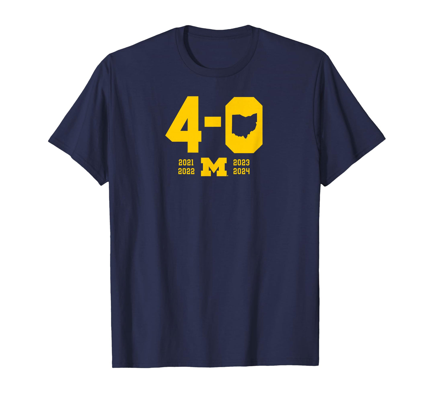BreakingT 4-0 in The Game Michigan Football T-Shirt - Blue, Unisex-Adults, Short Sleeve, T-Shirt, Football