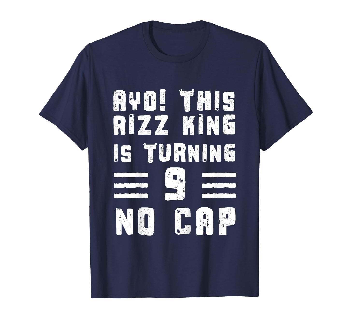 Kids Brain Rot Slang 9th Birthday 9 yo Boys No Cap Ayo Rizz King T-Shirt
