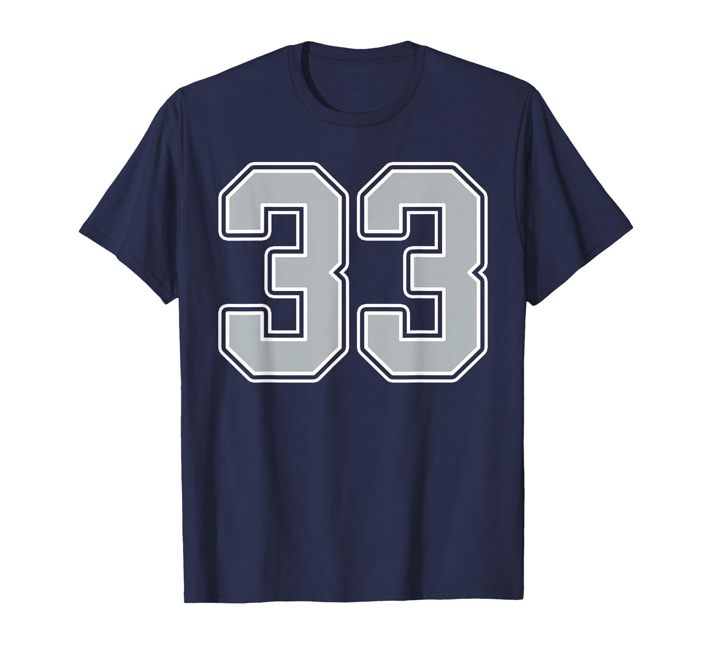 Silver Black White Number 33 Jersey Player Uniform #33 T-Shirt