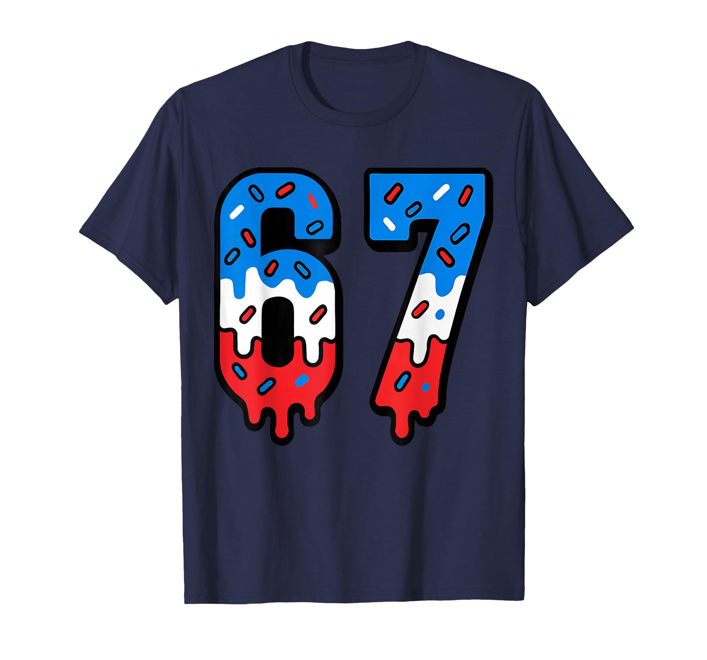 67 Ice Cream Drip USA Meme Six Seven Gen Alpha Slang T-Shirt