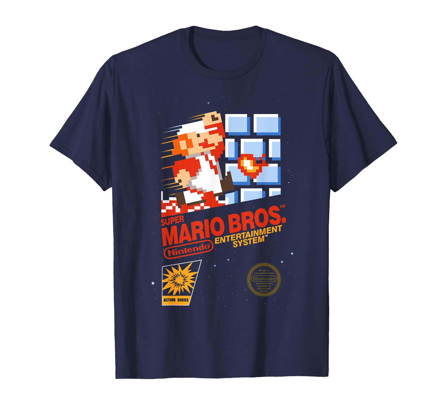 Super Mario Dashin Action Graphic T-Shirt, Classic Fit, Crew Neck, Black