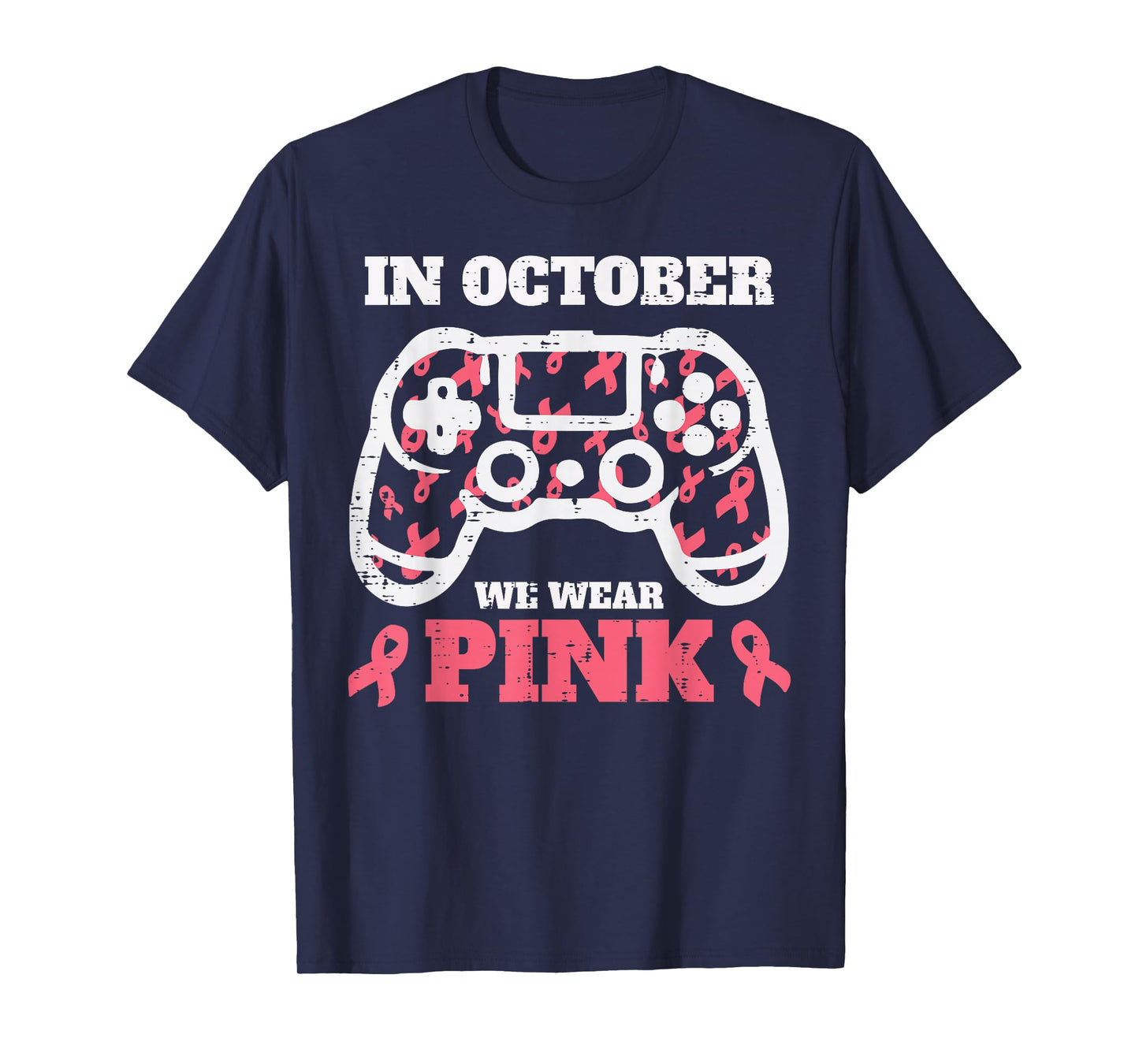 Breast Cancer Gamer October Wear Pink Awareness Boys Kids T-Shirt