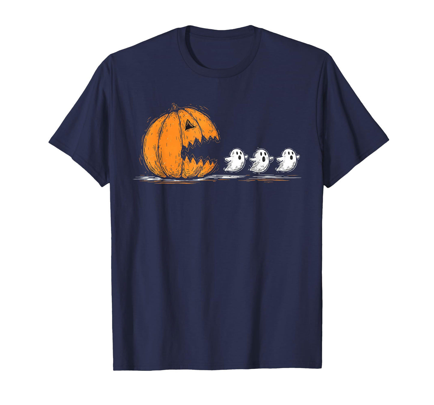 Halloween Gamer Pumpkin Eating Ghost Costume Men Boys Kids T-Shirt