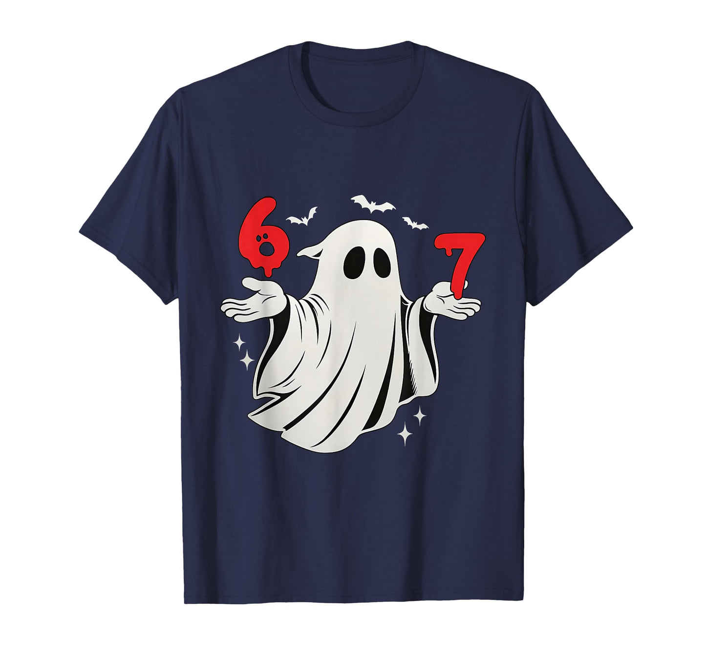 Funny 6 7 Six Seven Meme Halloween Humor Ghost Costume Meme T-Shirt