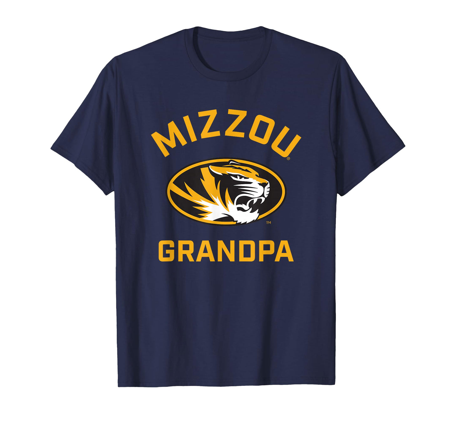Campus Lab Mizzou Tigers Arched Grandpa T-Shirt - Black, Unisex-Adults, Short Sleeve, University Logo T-Shirt, Small