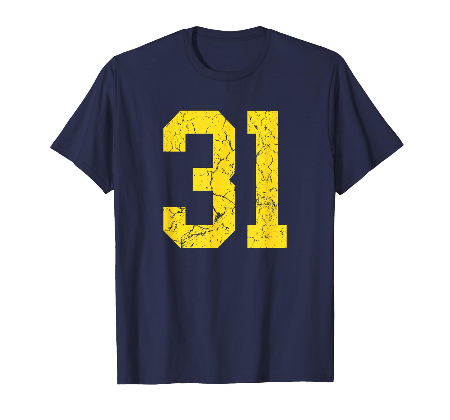Distressed Bright Gold Number 31 Jersey Player Uniform #31 T-Shirt