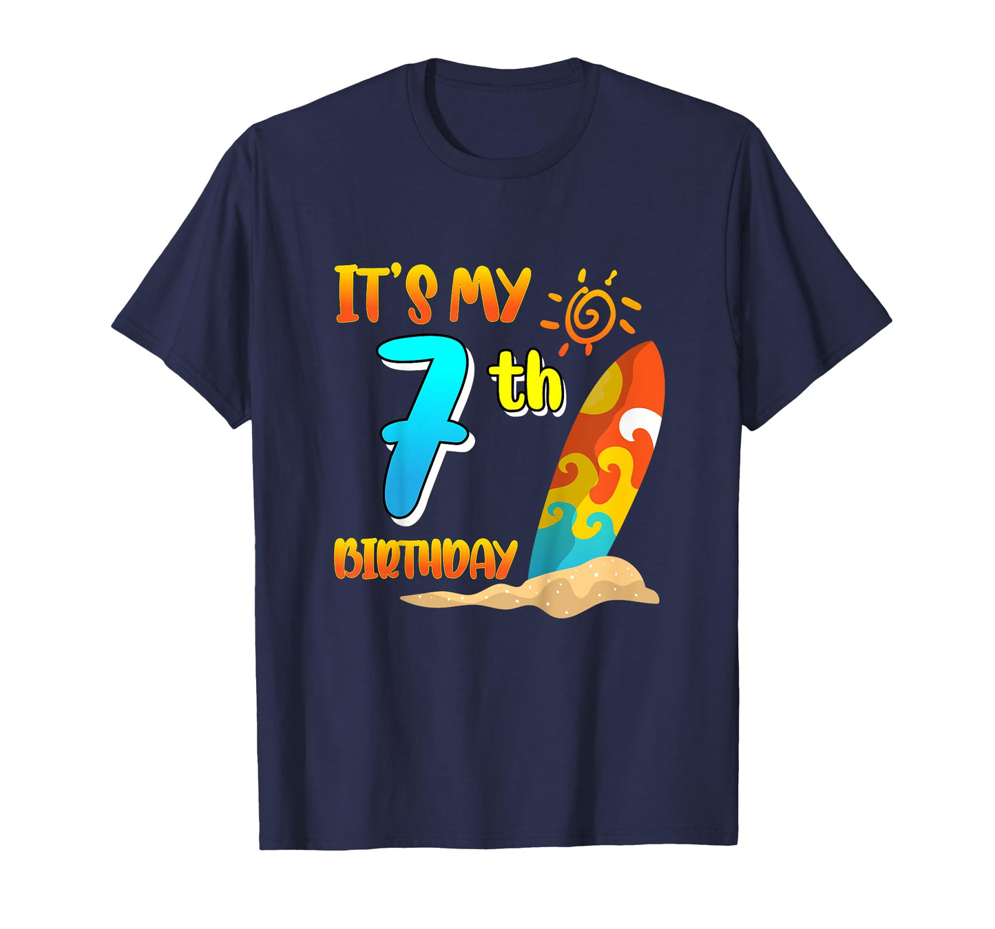 It's My 7th Birthday Surfing Beach Pool Party 7 Years Old T-Shirt for Girls Kids