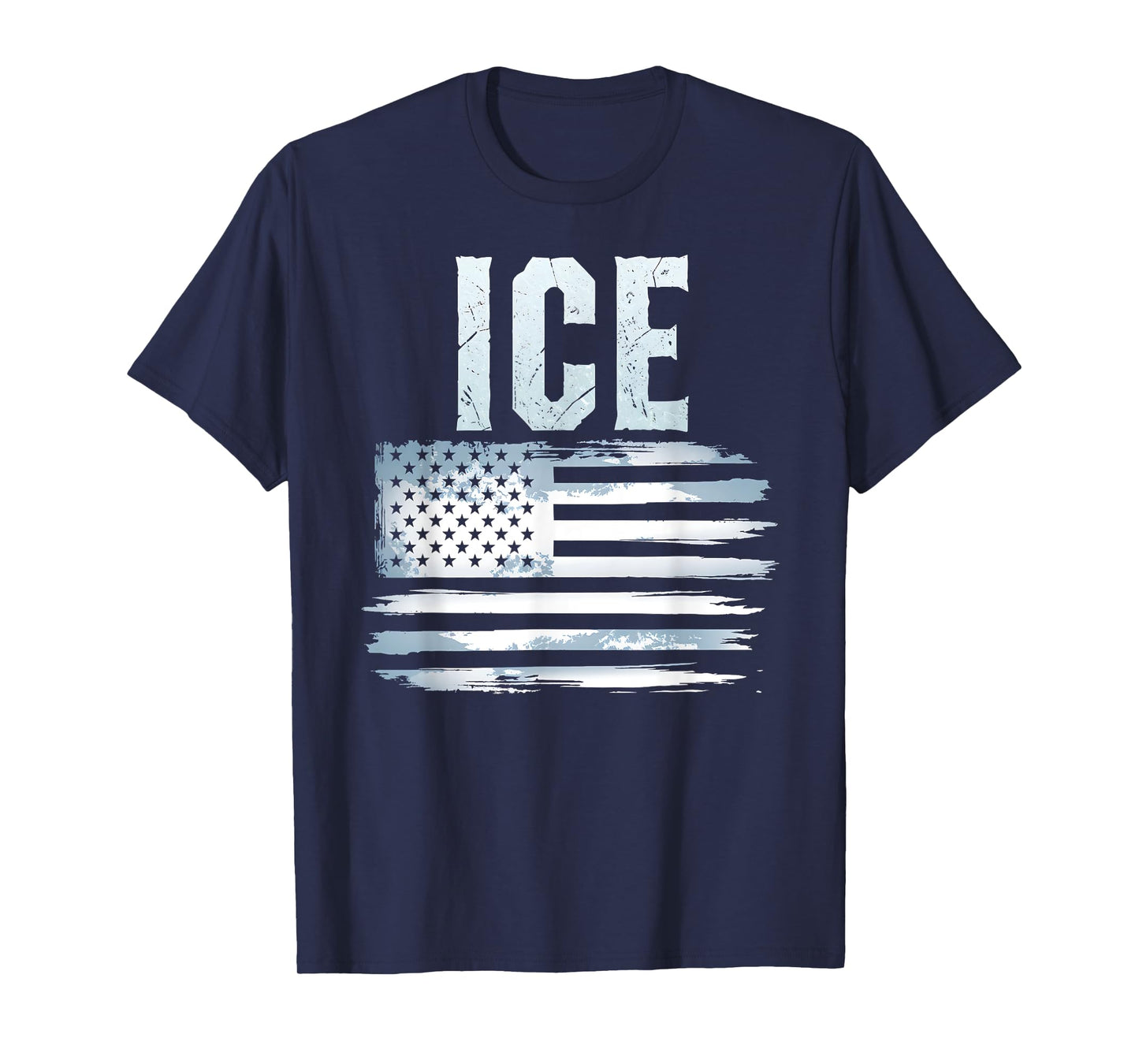 ICE American Flag USA Bold Distressed Police T-Shirt