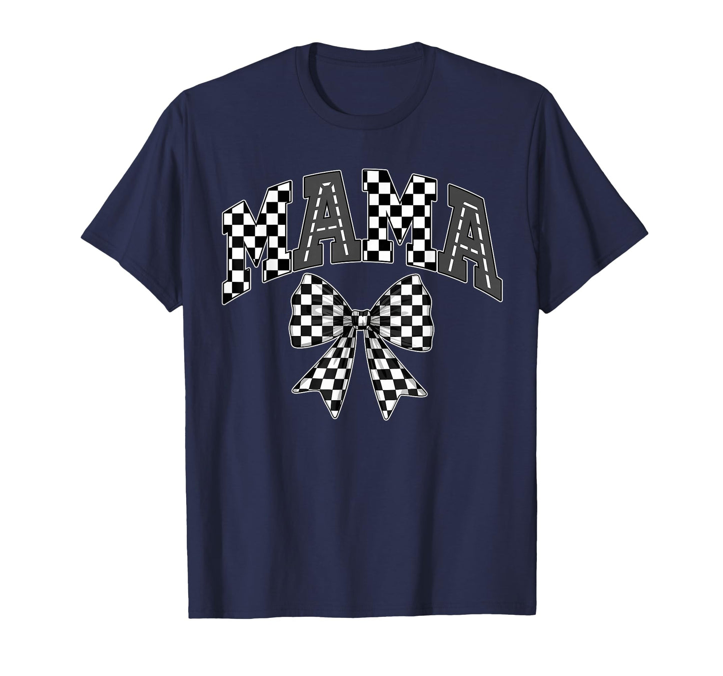 Mama Racing Race Car Checkered Family Birthday Matching T-Shirt