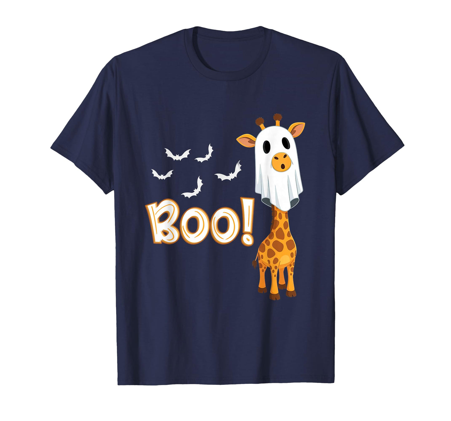 Boo Ghost Giraffe Halloween Fall Autumn Animal Lover Kids T-Shirt