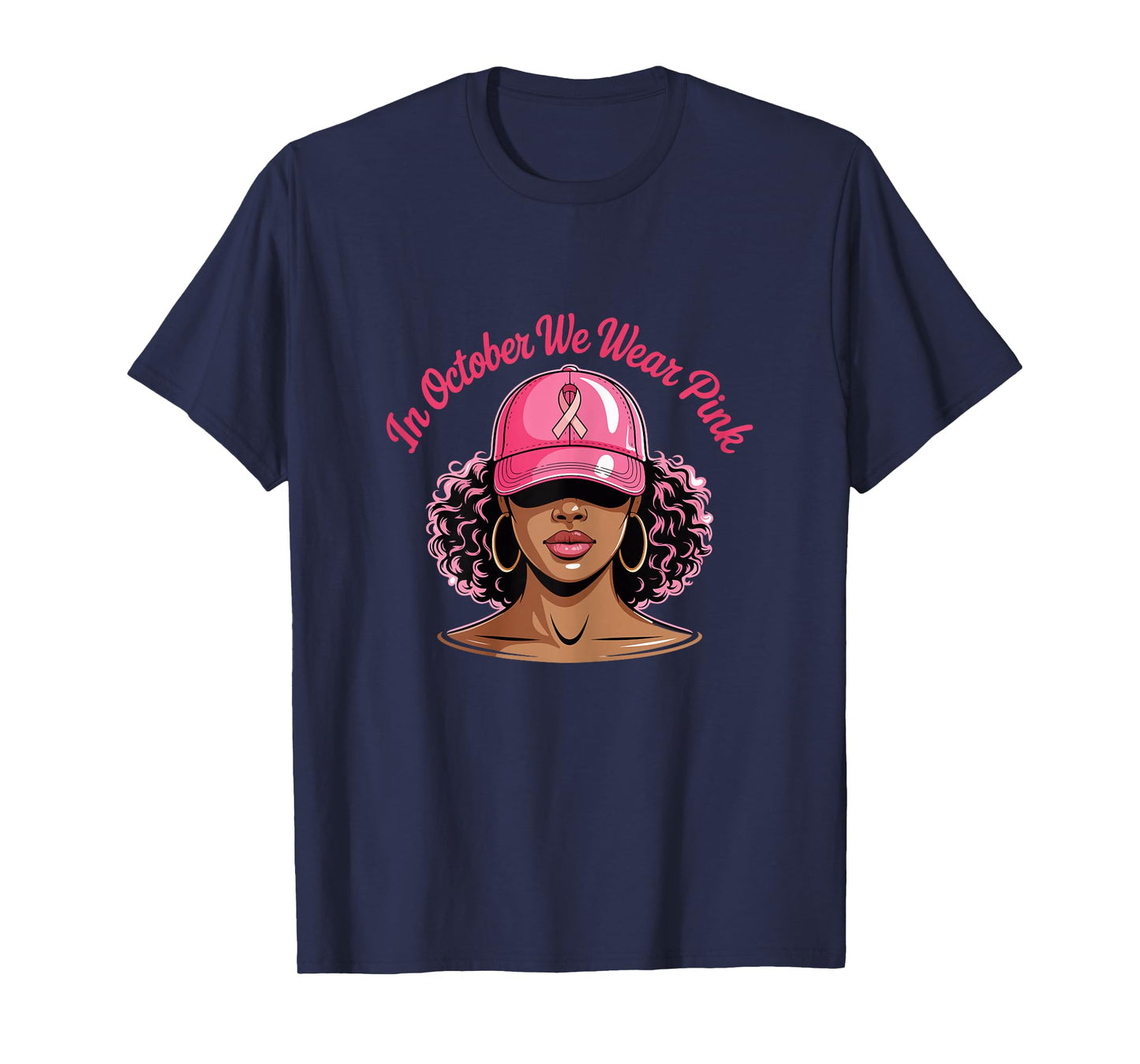 in October We Wear Pink Black Women Breast Cancer Awareness T-Shirt