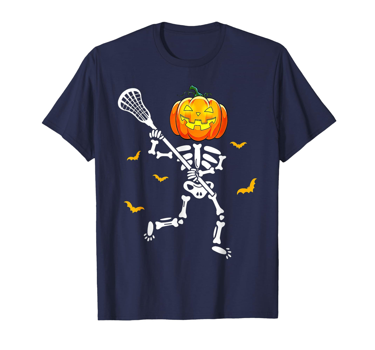 Pumpkin Skeleton Lacrosse Halloween T-Shirt