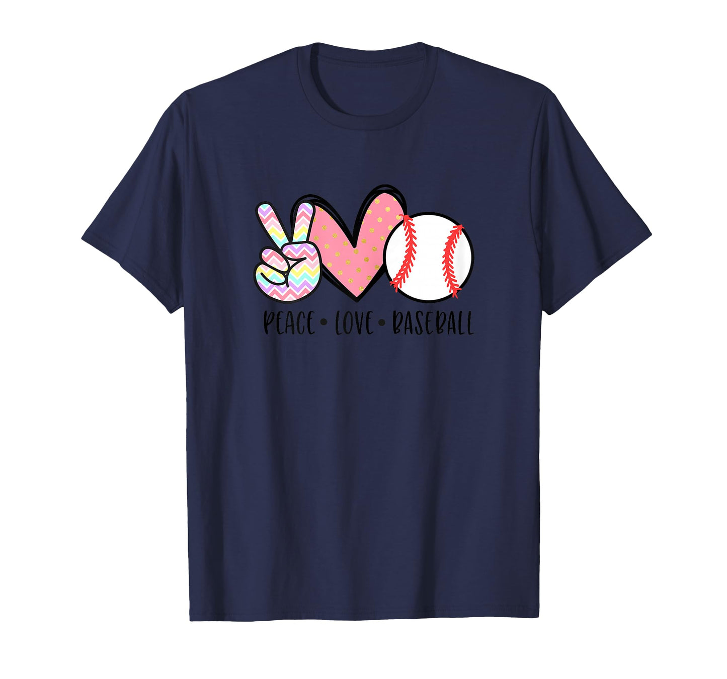 Peace Love Baseball Funny for Girls Teens Mom Women T-Shirt