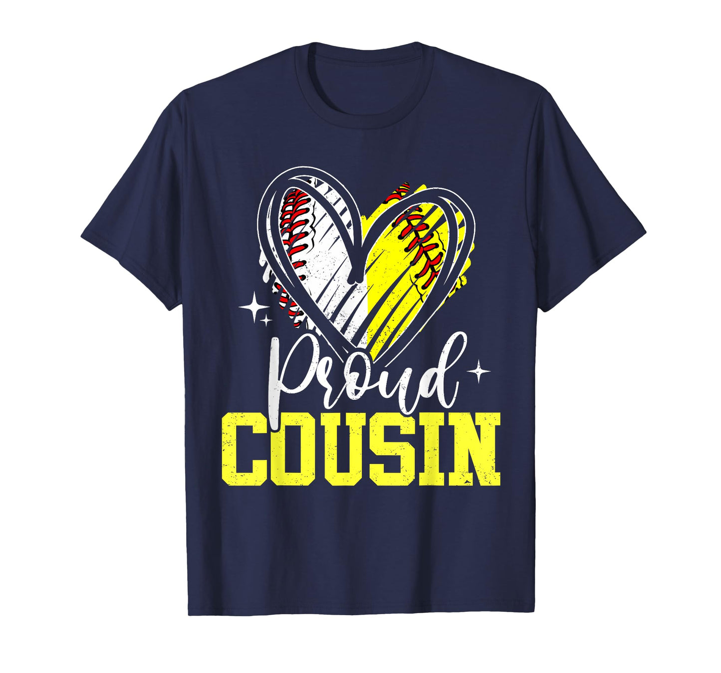 Proud Cousin Baseball Softball Heart Cousin Of Both T-Shirt