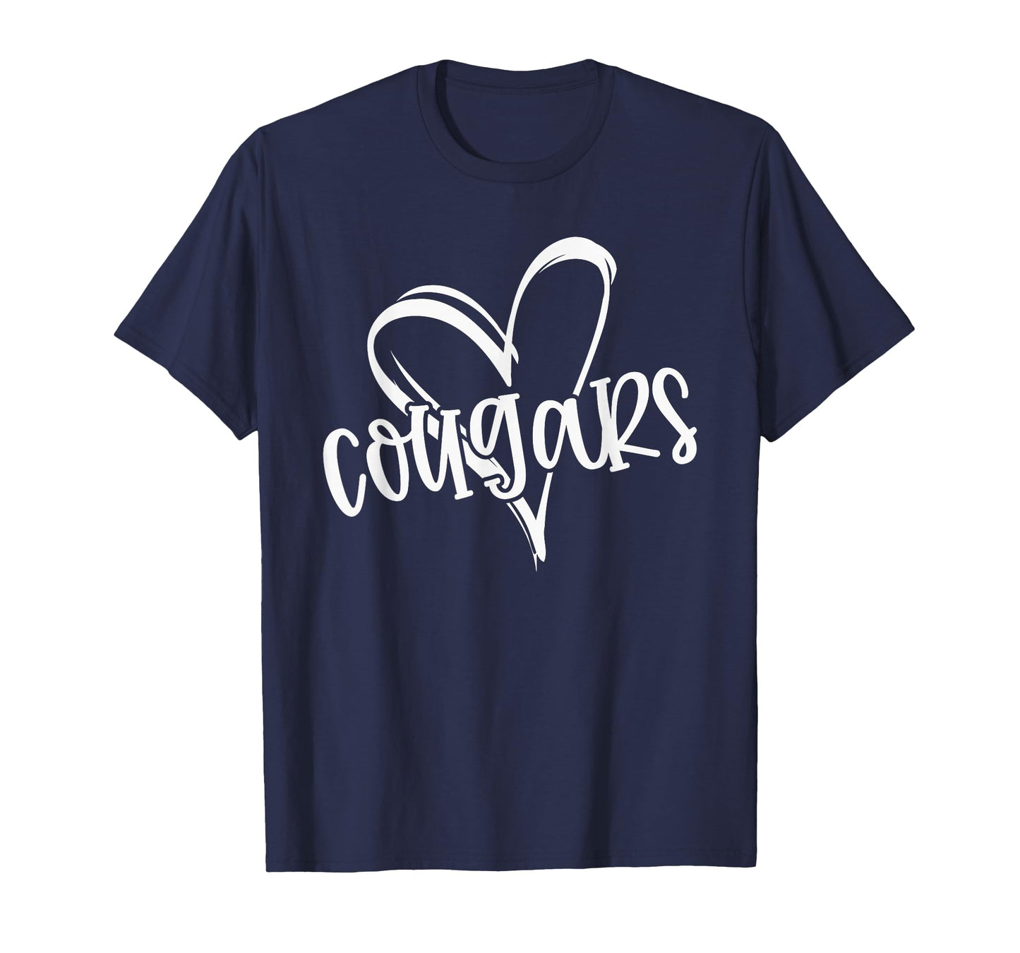 Cougars School Sports Fan Team Spirit Heart T-Shirt