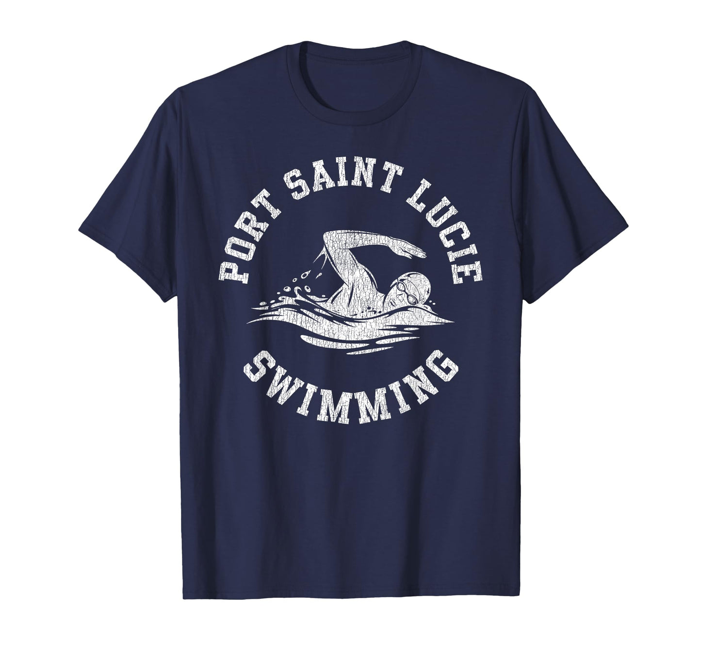 Port Saint Lucie Swimming Retro Distressed Swim Team Graphic T-Shirt