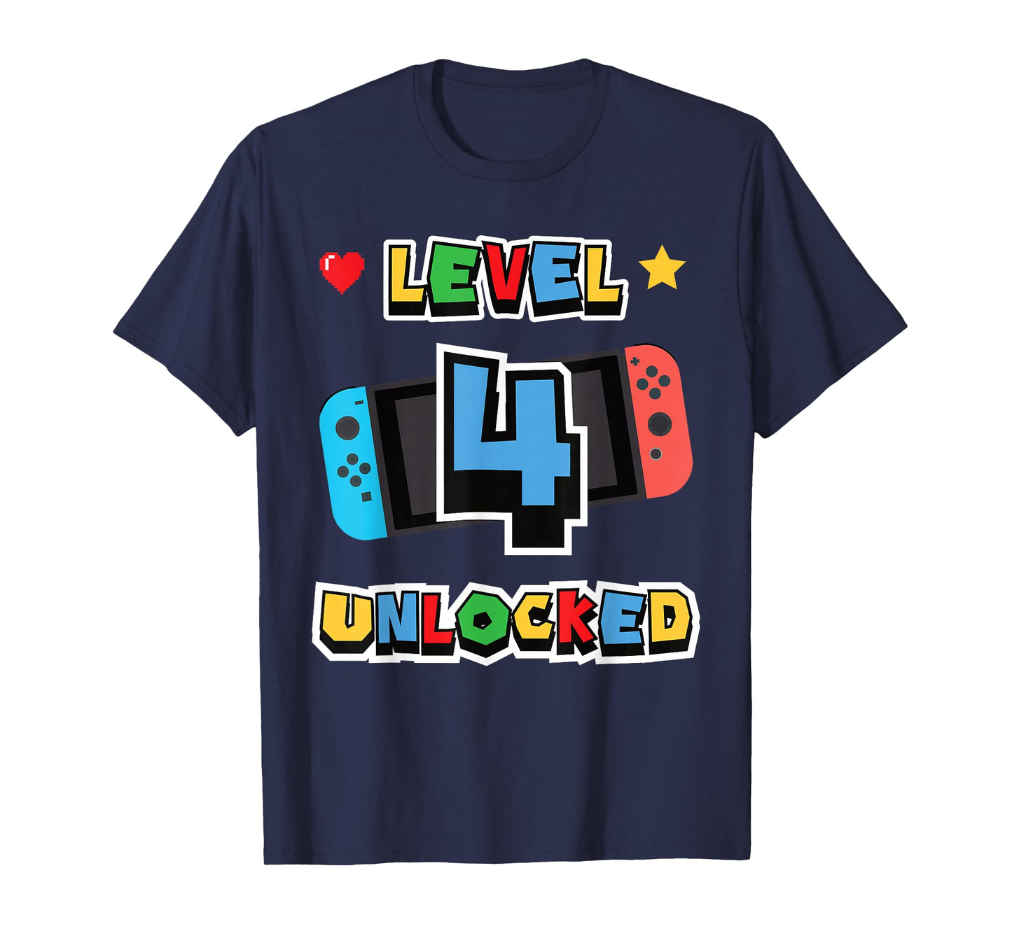 Level 4 Unlocked 4th Birthday Kids Video Game 4 Years Old T-Shirt
