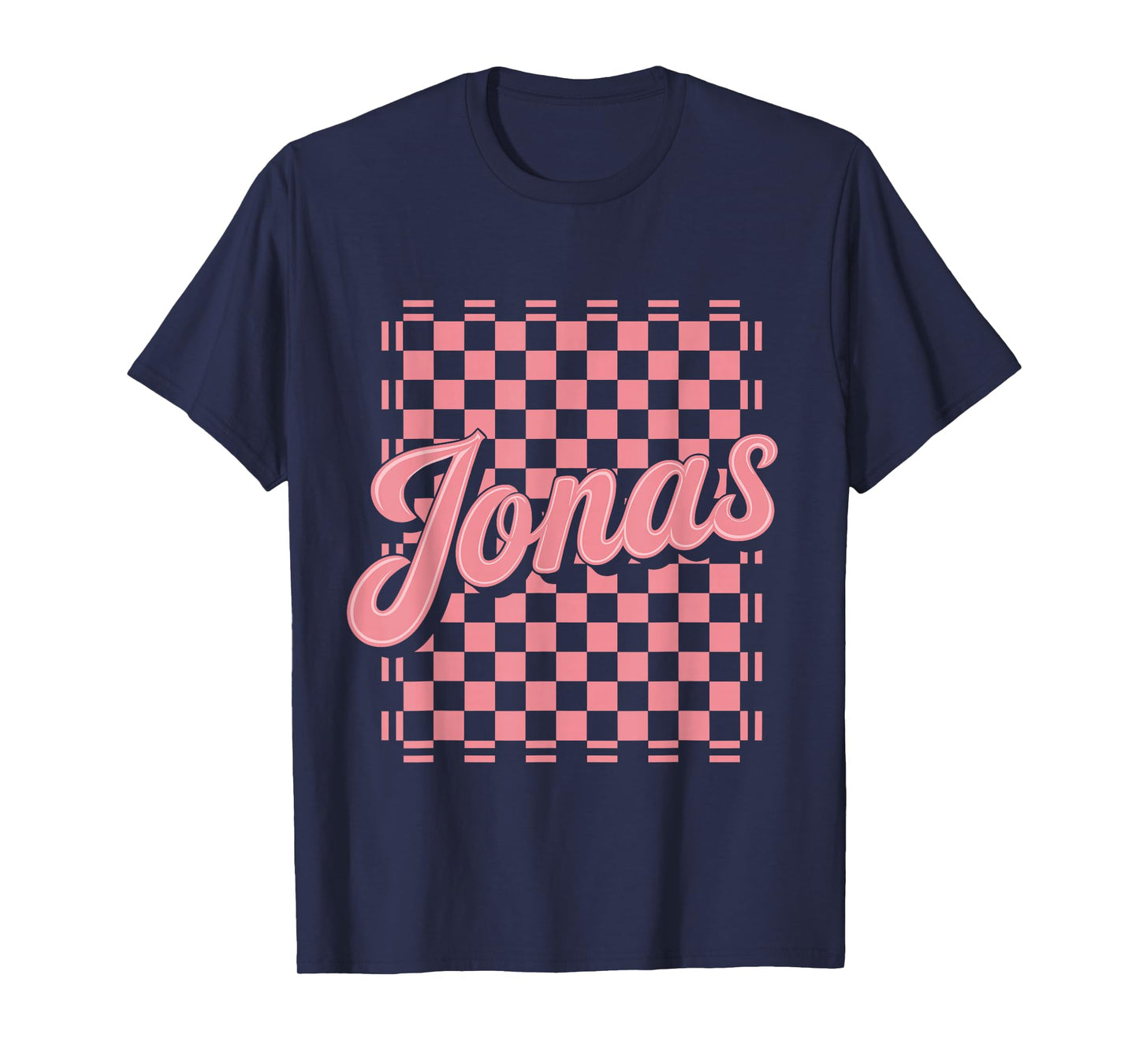 Checkered Pink Jonas Name T-Shirt