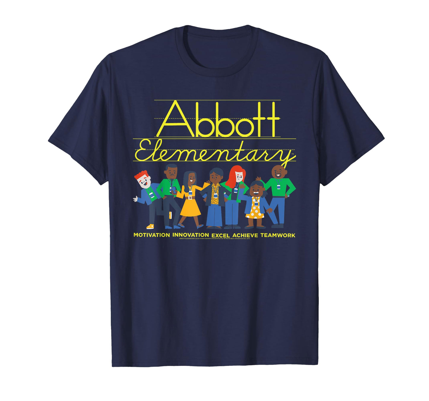 Abbott Elementary Cartoon Staff with Logo Funny TV Show T-Shirt