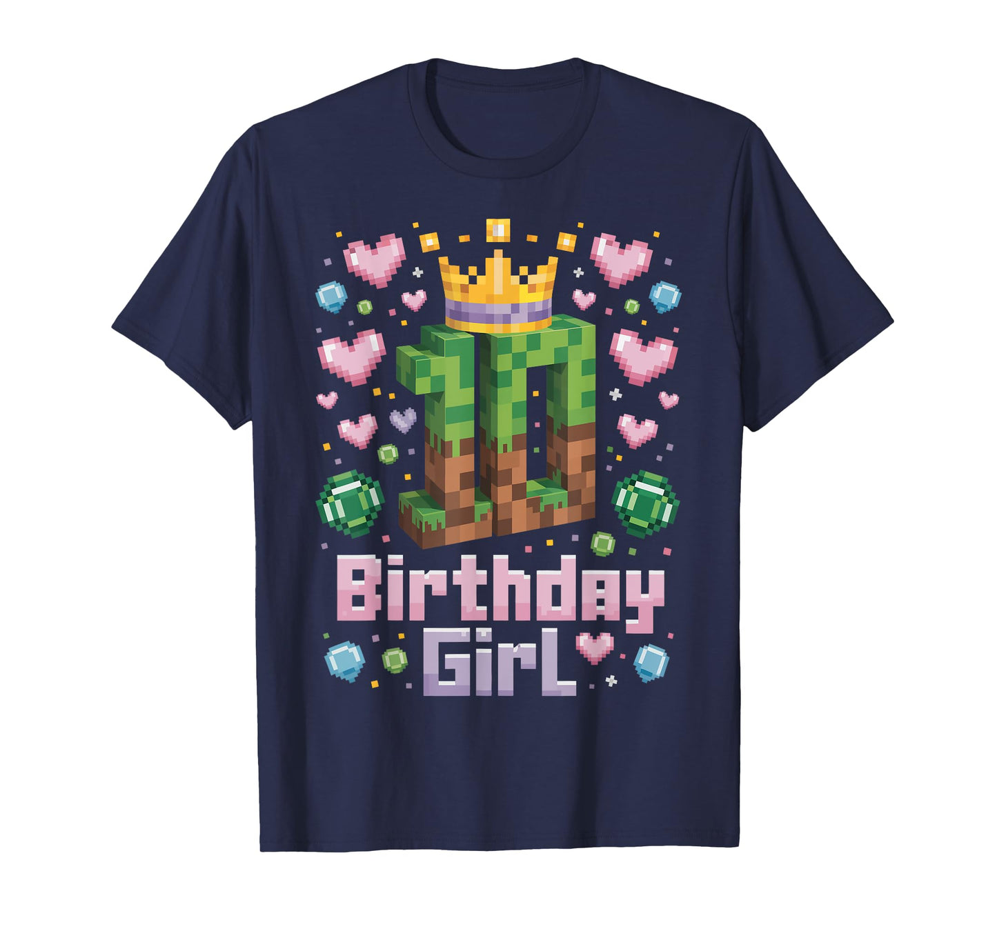 10th Birthday Girl Shirt Gaming Pixel Party 10 Year Old T-Shirt