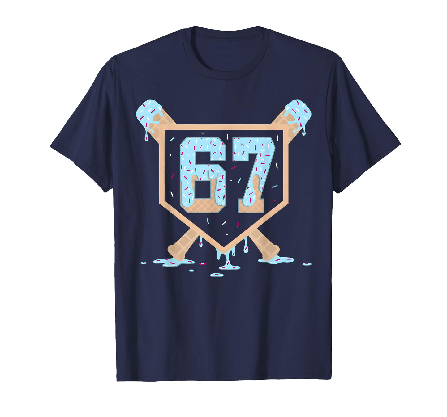 67 Ice Cream Drip Baseball Meme Funny Six Seven Gen Alpha T-Shirt