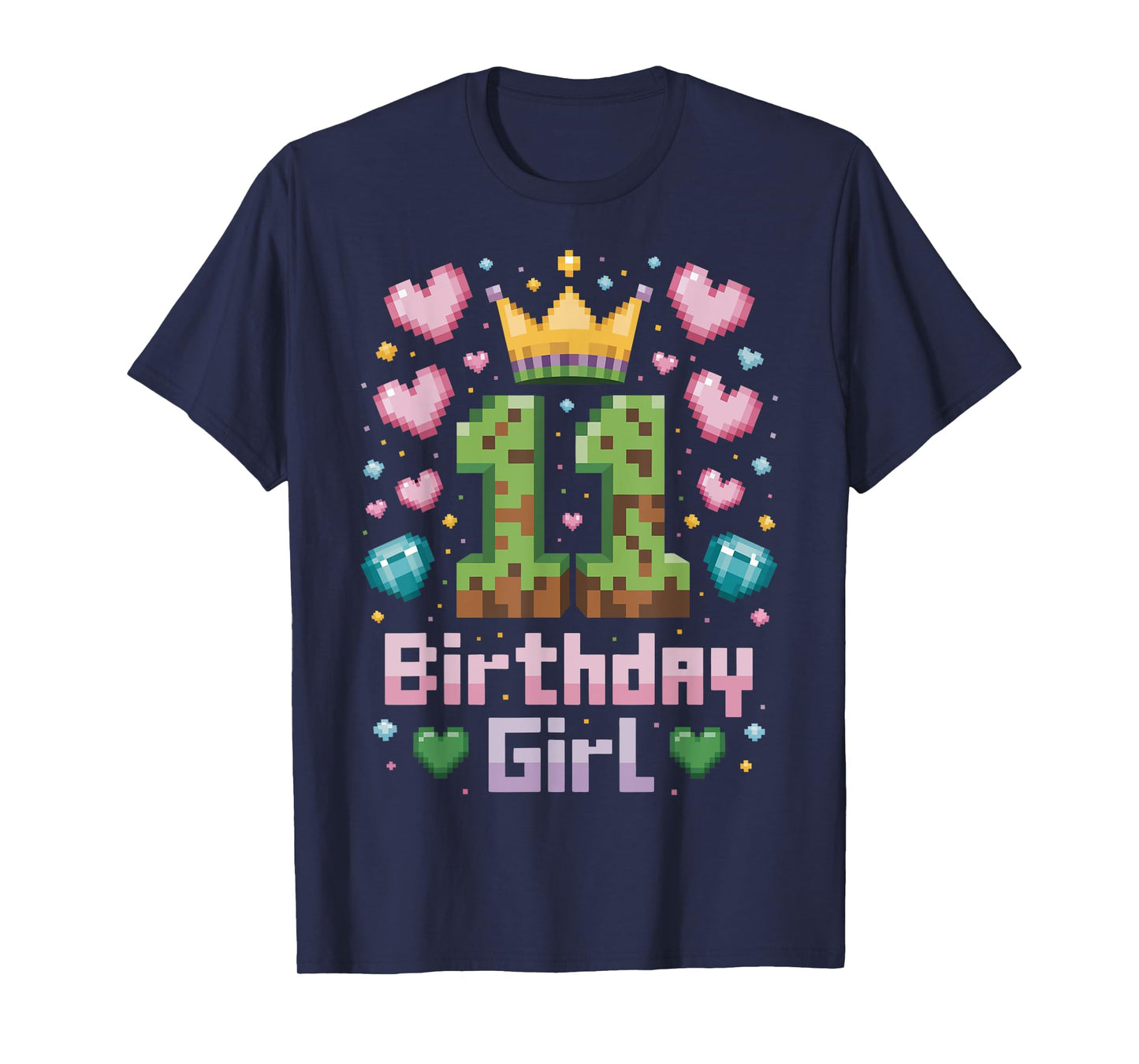 11th Birthday Girl Shirt Gaming Pixel Party 11 Year Old T-Shirt