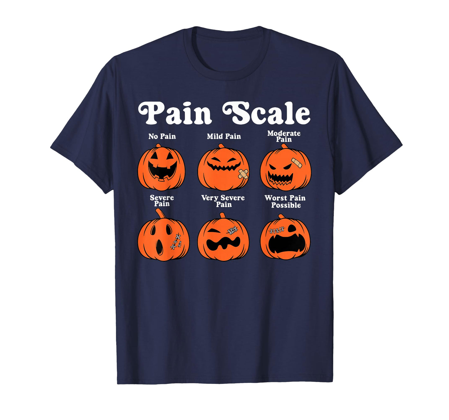 Pain Scale Spooky Pumpkin Fall Halloween Trauma Nurse Triage T-Shirt