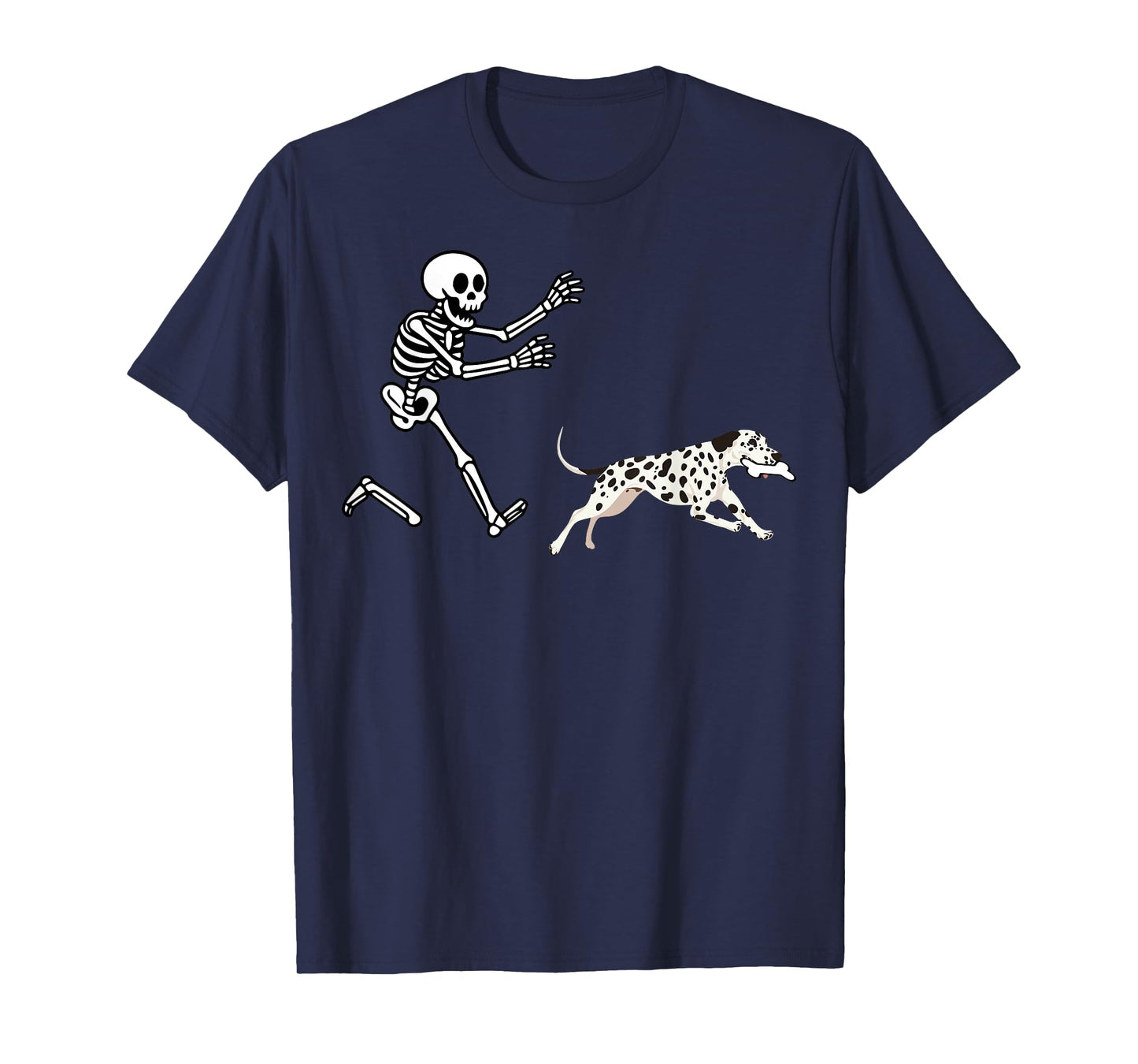 Funny Dalmatian Running Skeleton Halloween T-Shirt