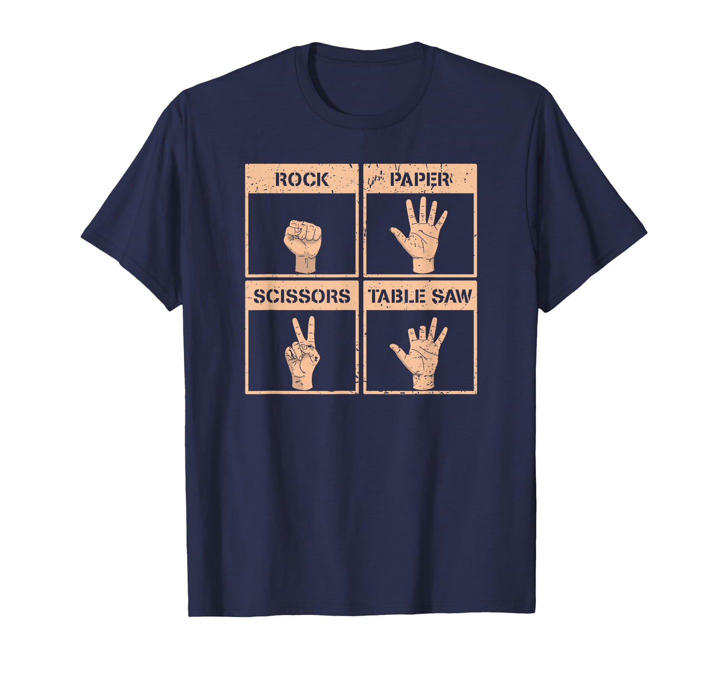 Rock Paper Scissors Table Saw Funny Missing Fingers Injury T-Shirt