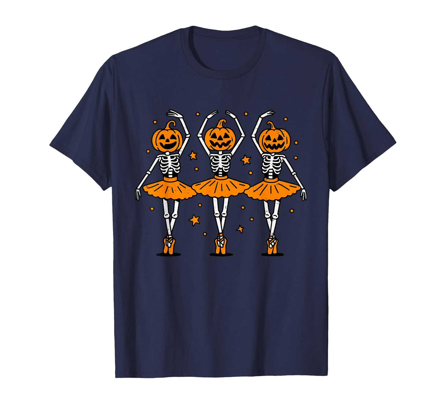 Cute Ballet Pumpkin Skeleton Halloween Costume Women Girl T-Shirt