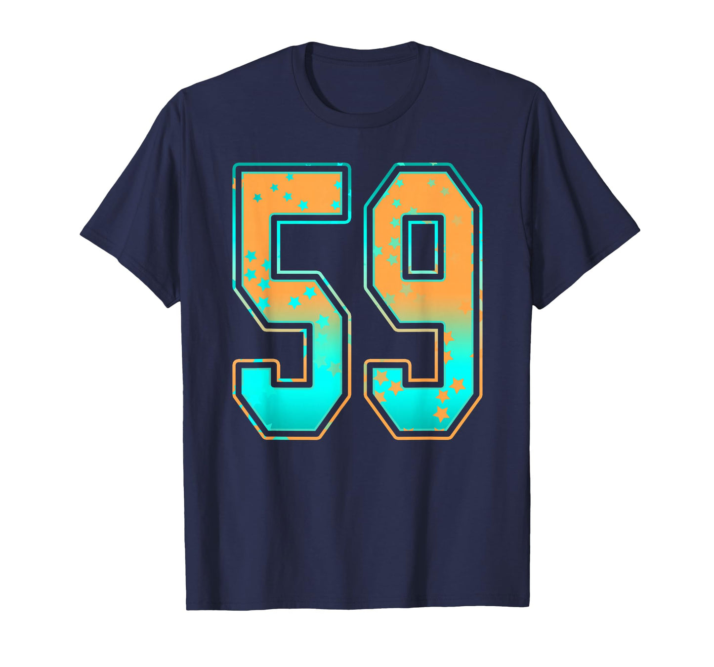Mint Green Teal Orange Number 59 Jersey Player Uniform #59 T-Shirt