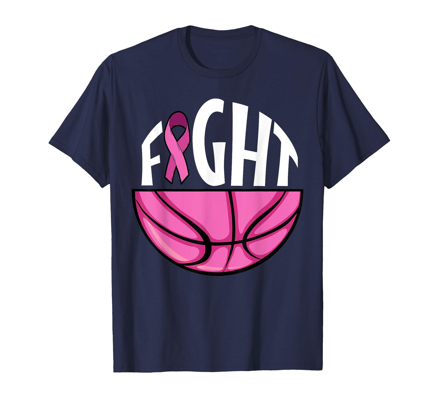 Breast Cancer Awareness Pink Ribbon Basketball Team Support T-Shirt