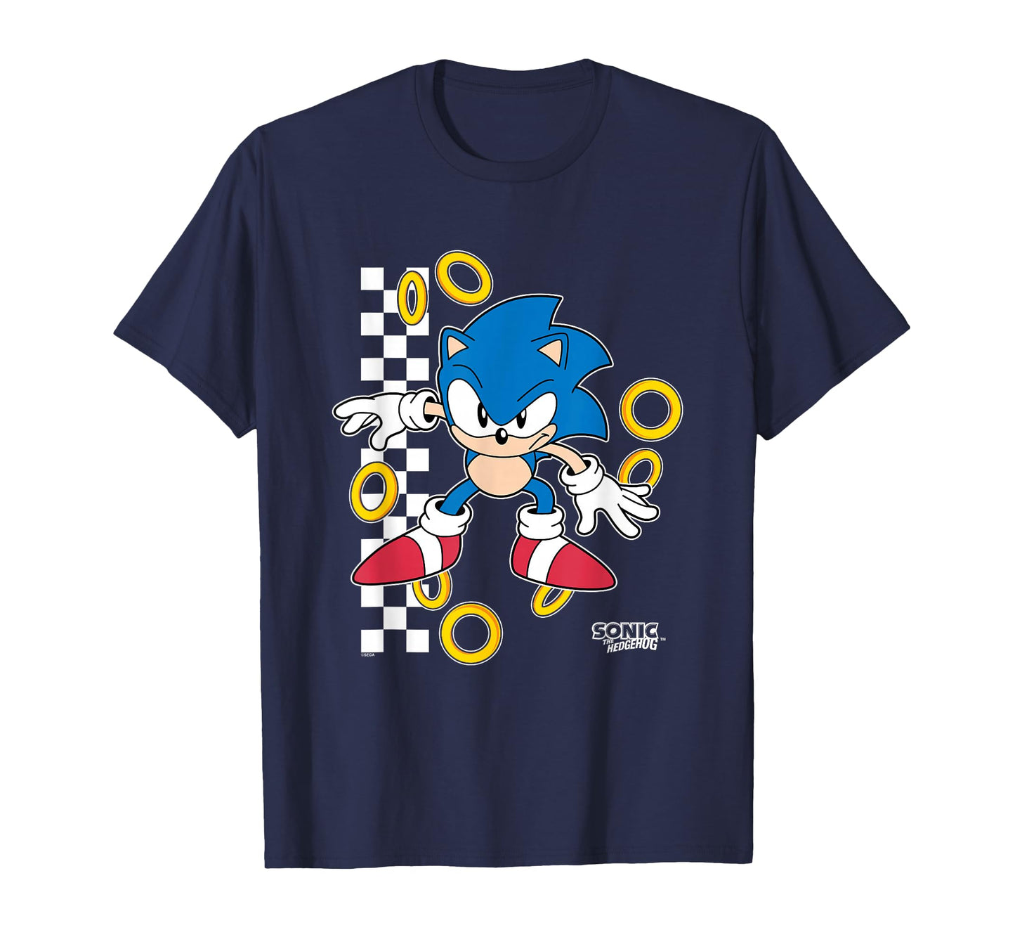 Sonic The Hedgehog Ready For Action Golden Rings Retro Shot T-Shirt