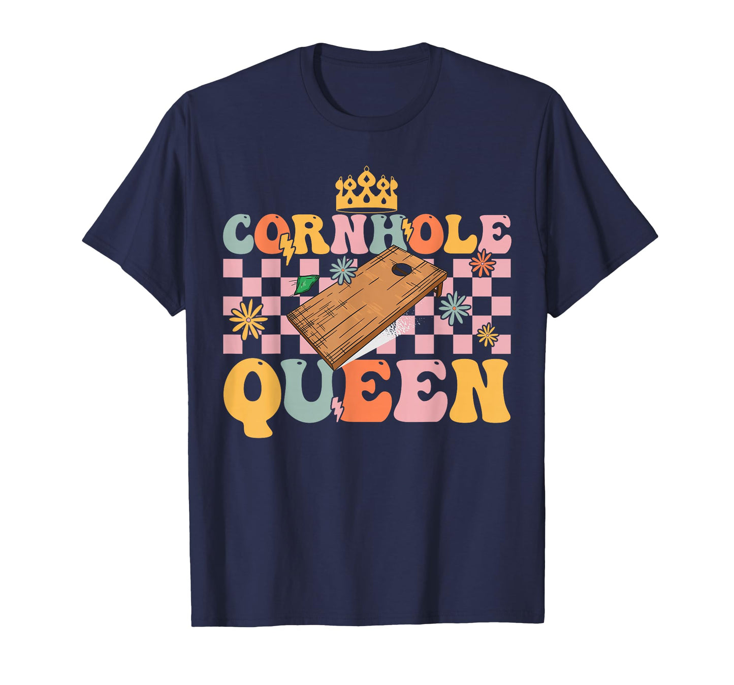 Cornhole Queen Groovy Cornhole Mom Corn Hole T-Shirt