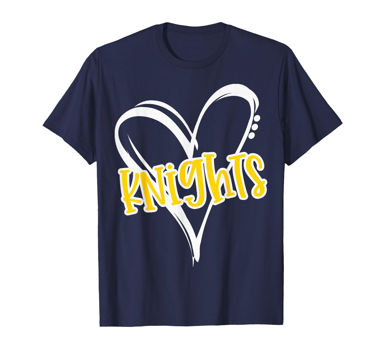 Knights Heart Yellow Lettering Retro Trendy Game Day Spirit T-Shirt