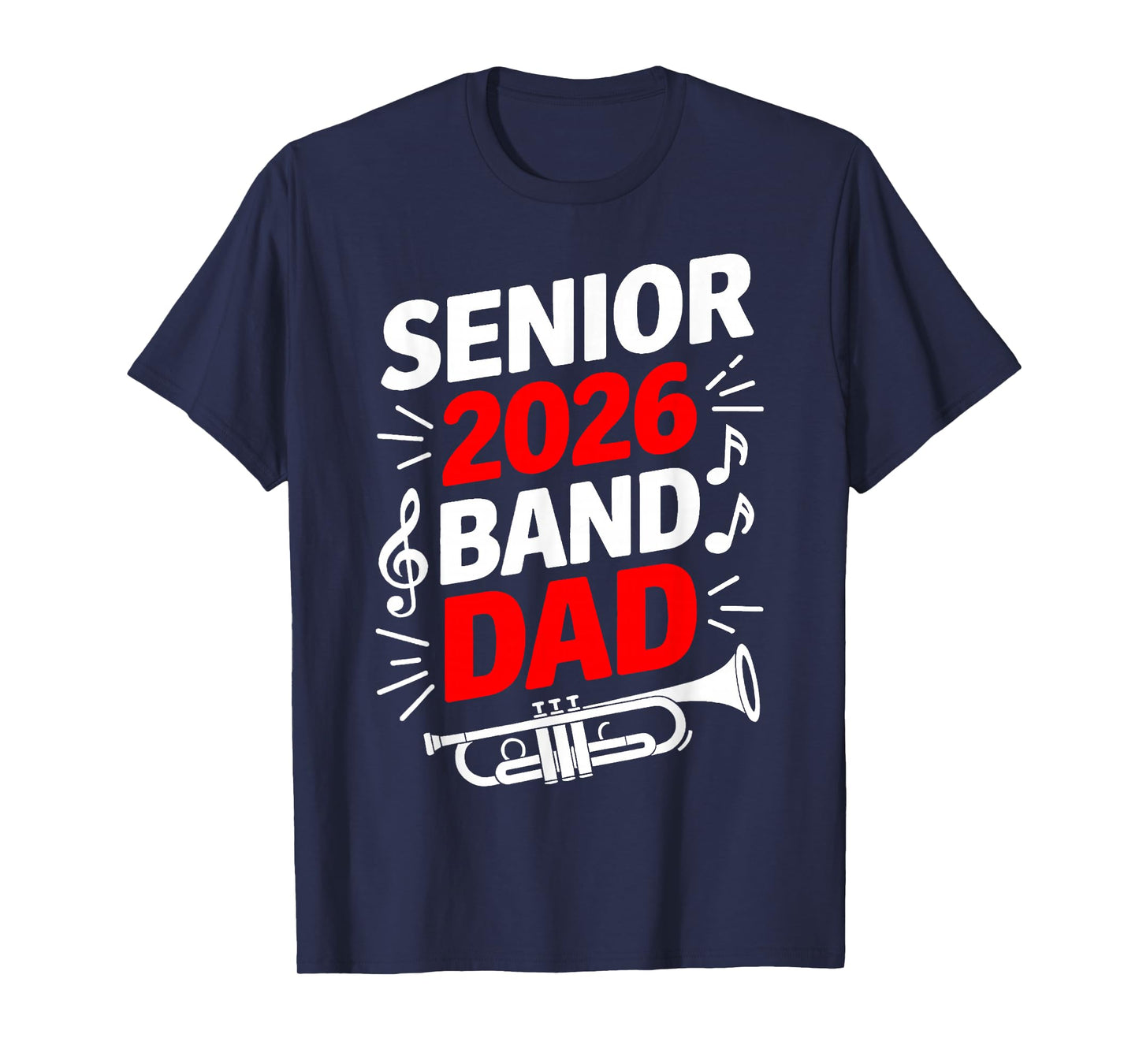 Senior 2026 Band Dad Marching Band Class Of 2026 Papa Red T-Shirt