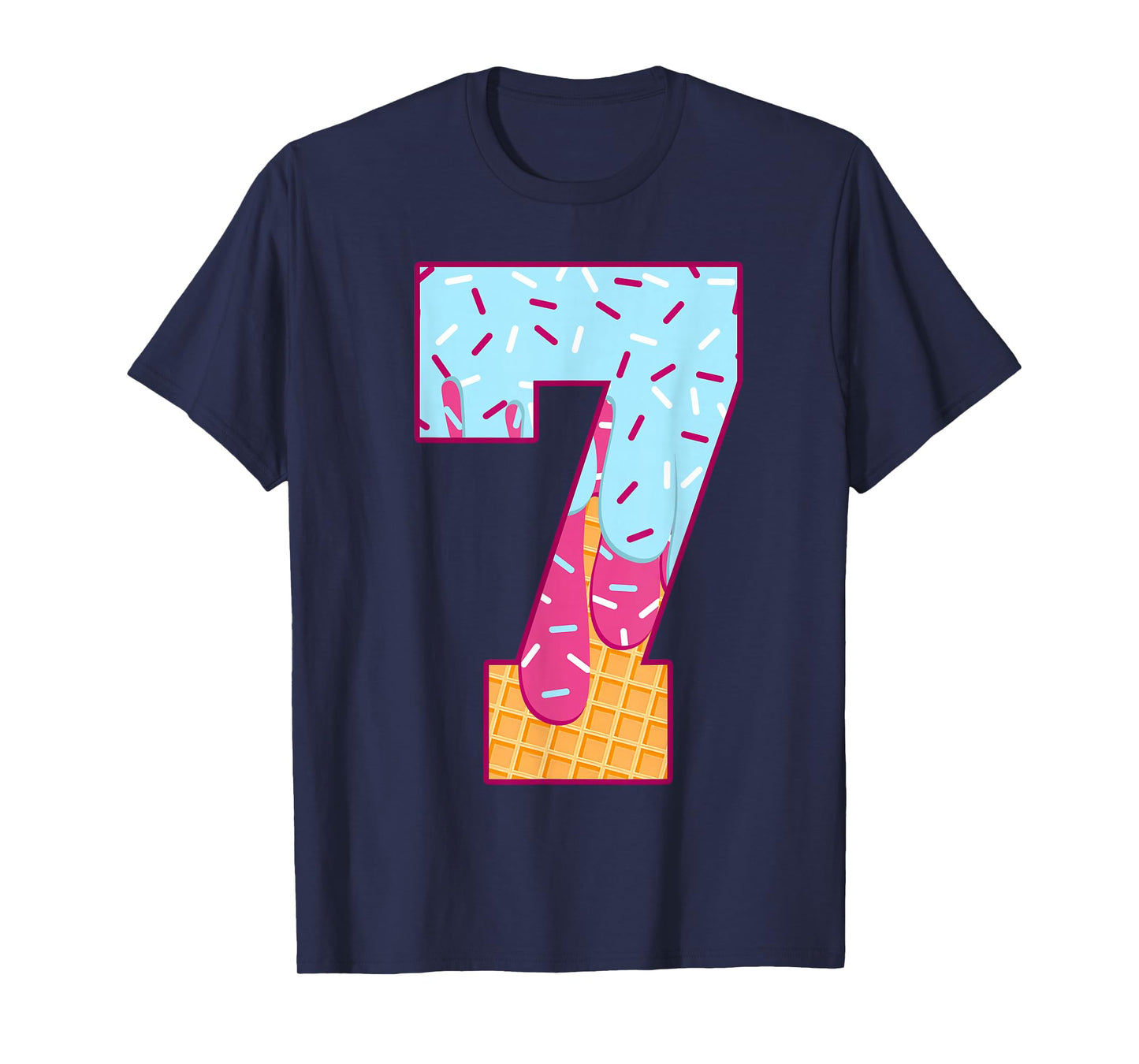 Number 7 Ice Cream Drip Matching Numbers Costume Meme T-Shirt