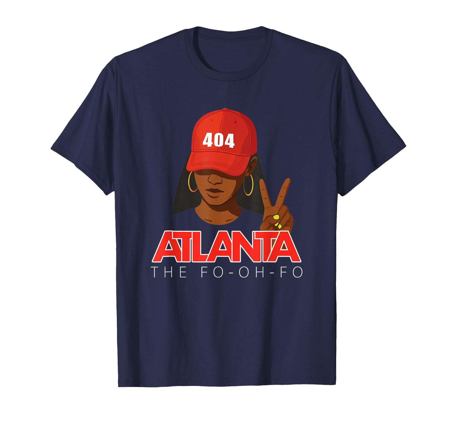 404 Atlanta Fo-Oh-Fo Red Hat Black Woman ATL T-Shirt