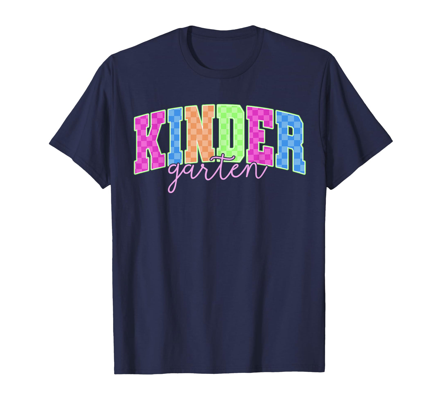 Back To School Neon Checkered Kindergarten, Colorful Teacher T-Shirt