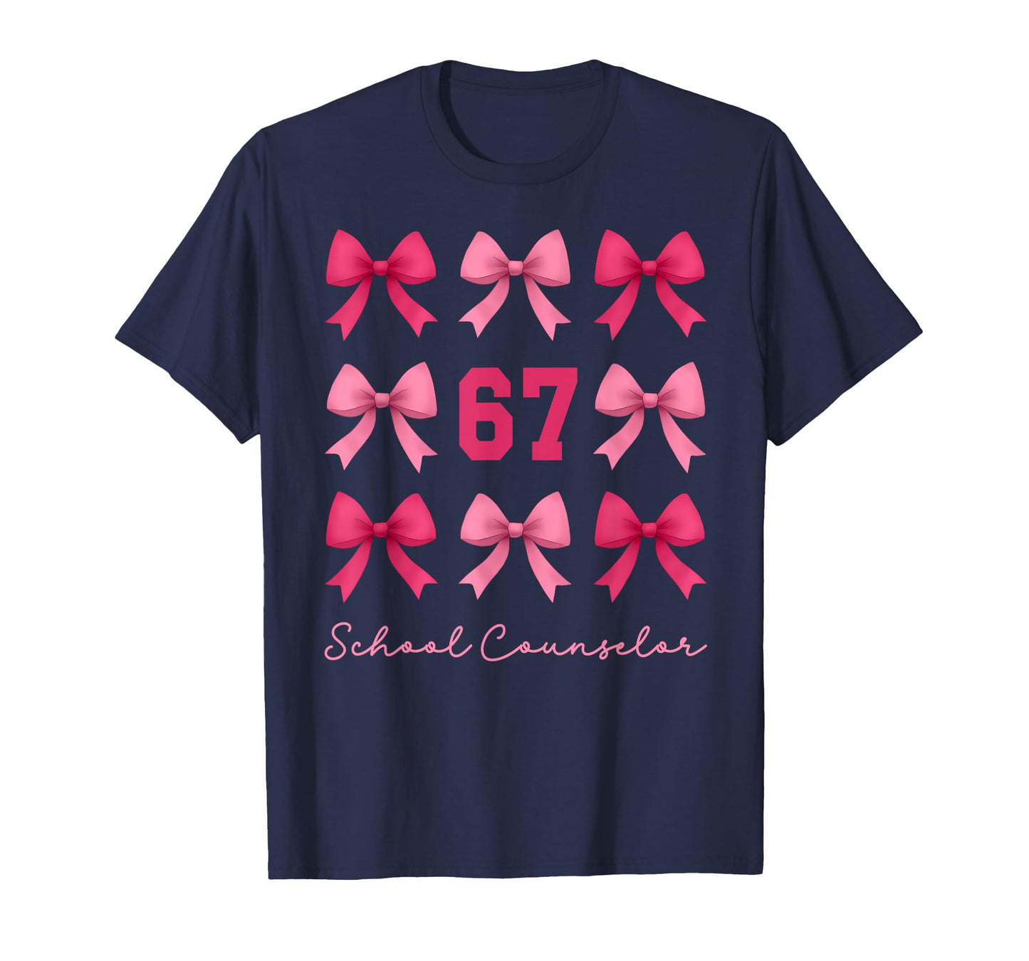 67 School Counselor Meme Coquette Bows Funny Six Seven T-Shirt
