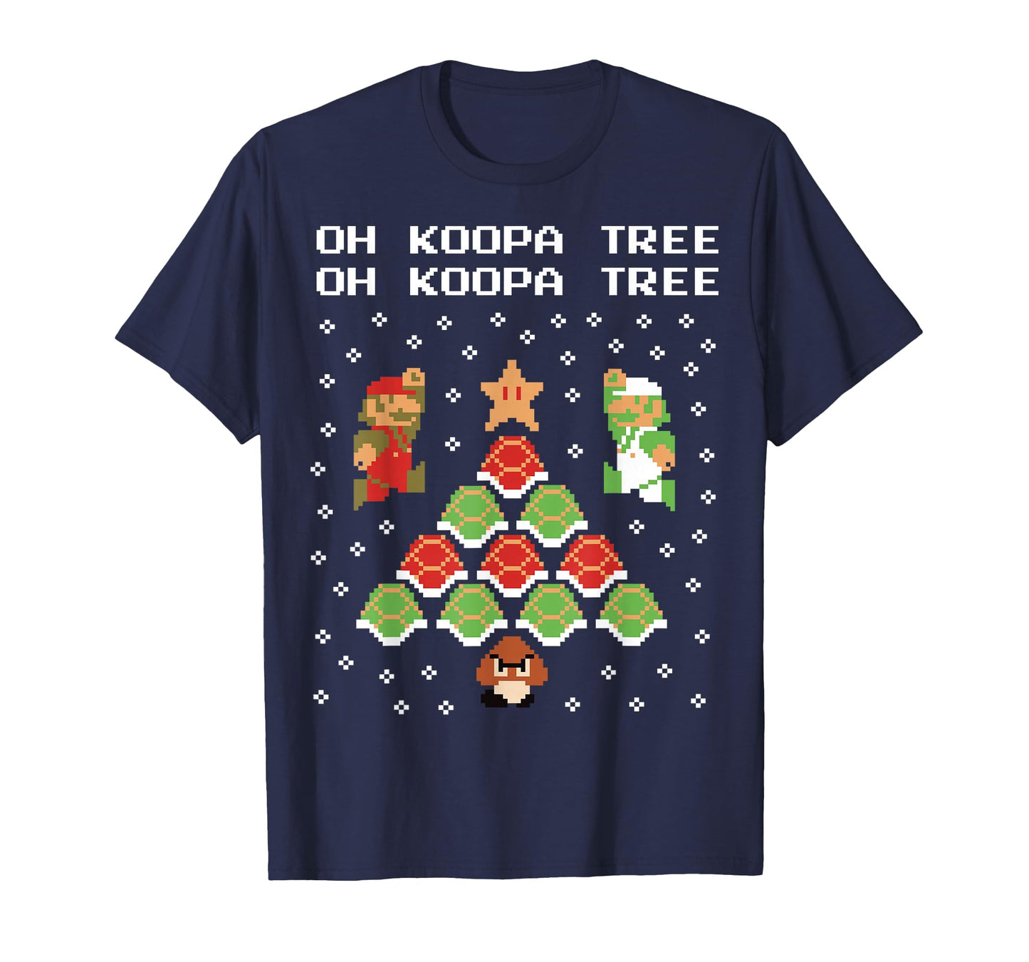 Super Mario Koopa Tree Goomba Christmas Graphic Short Sleeve T-Shirt